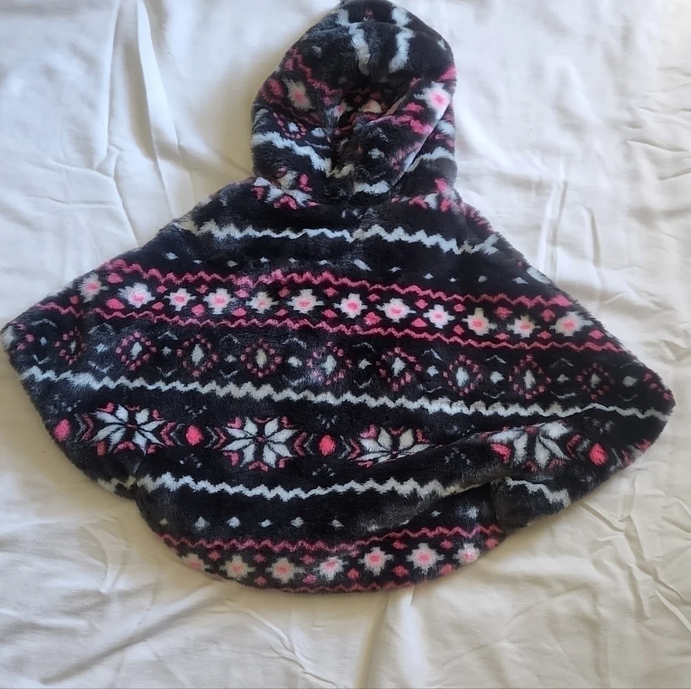 Justice Girls faux fur hooded poncho size 10